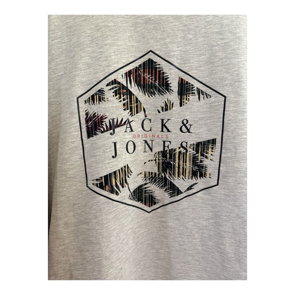 Jack‎ & Jones Graphic Sweatshirt Mens Large Gray Long Sleeve Crew Neck Pullover - Picture 3 of 13